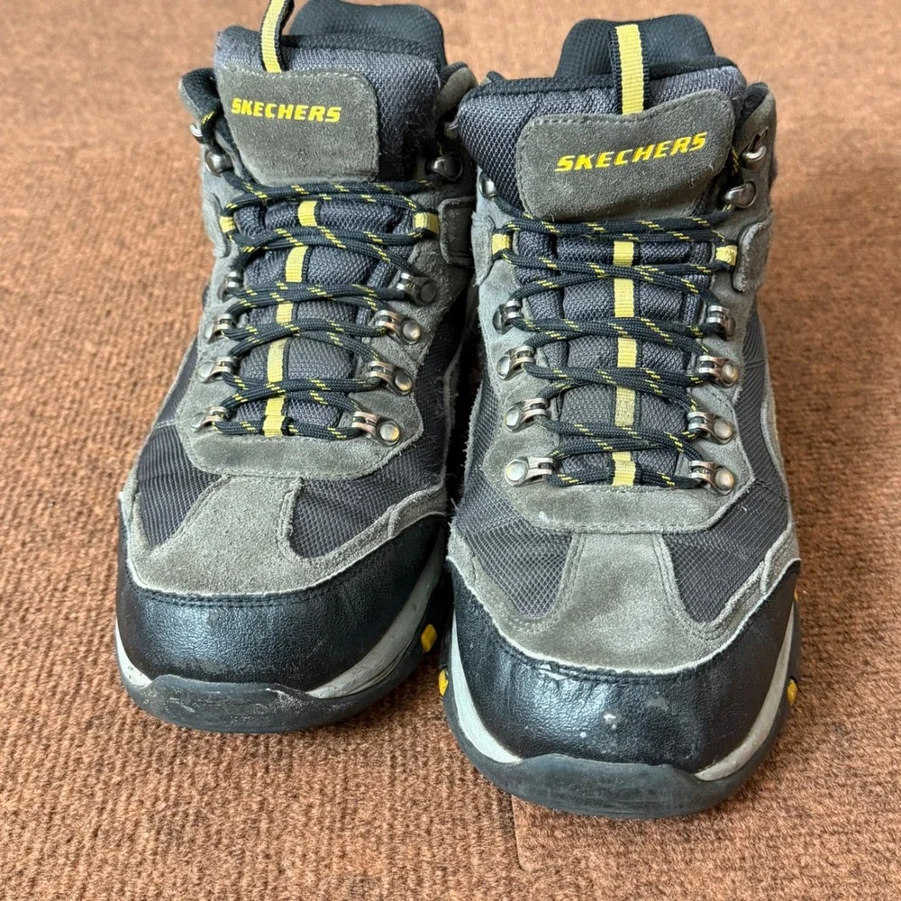 Skechers Mens Waterproof Hiking Boots Gray Suede Mesh Trail SN 65672 Size‎ 11 B-